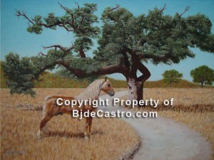 Oak and Morgan Stance, oil painting by Bj. deCastro