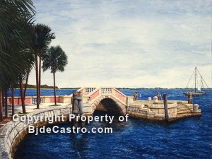 Vizcaya, Florida - watercolor painting by Bj. deCastro